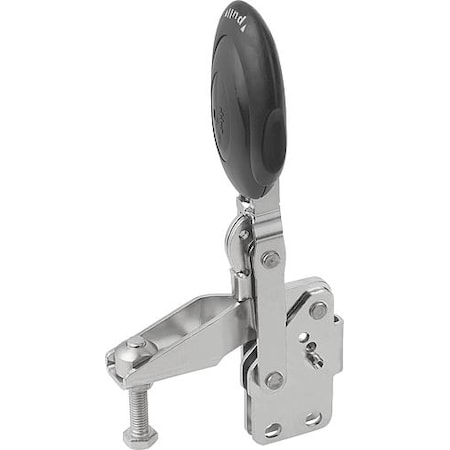 Kipp Vertical Toggle Clamps w. Safety Lock, straight foot, adj. spindle, SS K0663.106100